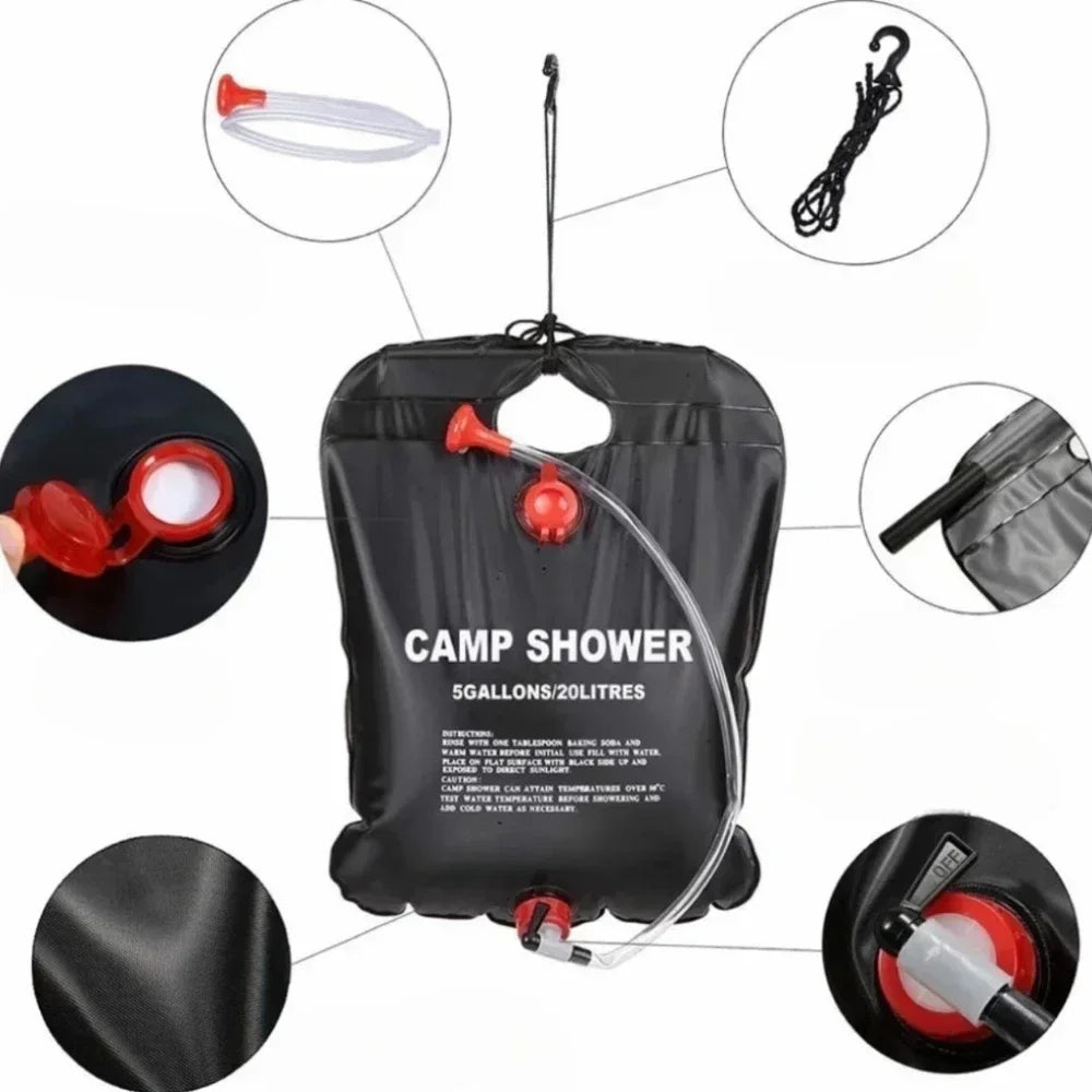 Capacité 20 litres et thermomètre de la douche solaire